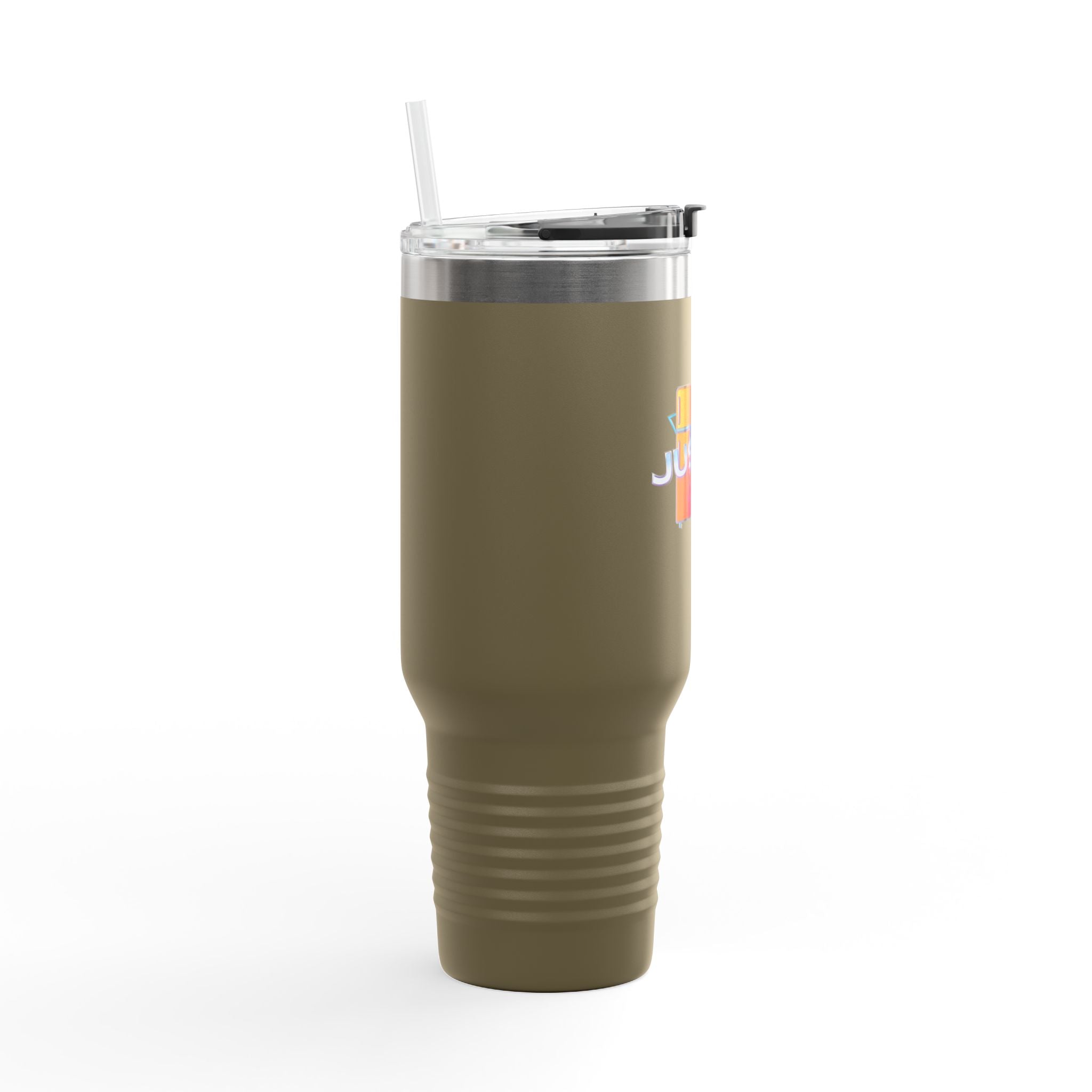 Justin Classic 1992 Logo 40oz Insulated Travel Mug —Graphic Tumbler